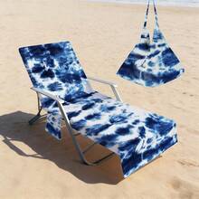 1pc Tie-Dye Super Fiber Beach Chair Cover With Design - Lightweight, Breathable Pool Lounger Towel With Pockets, Ideal For Travel & Beach Holidays, Poolside Essentials|Summer Style Cover|Portable Beach Cover, Beach Towel ﻿ - Multicolor - View 6