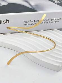 1条女士几何弧形脚链，时尚夏季朋克优雅沙滩脚链 - 金色 - 查看 4