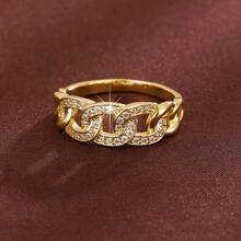 1pc Chain-Shaped Design Cubic Zirconia Inlaid Women's Ring - Multicolor - View 7