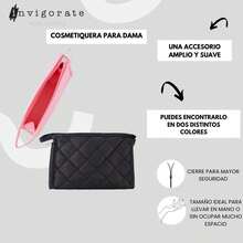 Functional Travel Makeup Bag Cosmetic Organizer Black Diamond Pattern - Negro Rombos - View 3