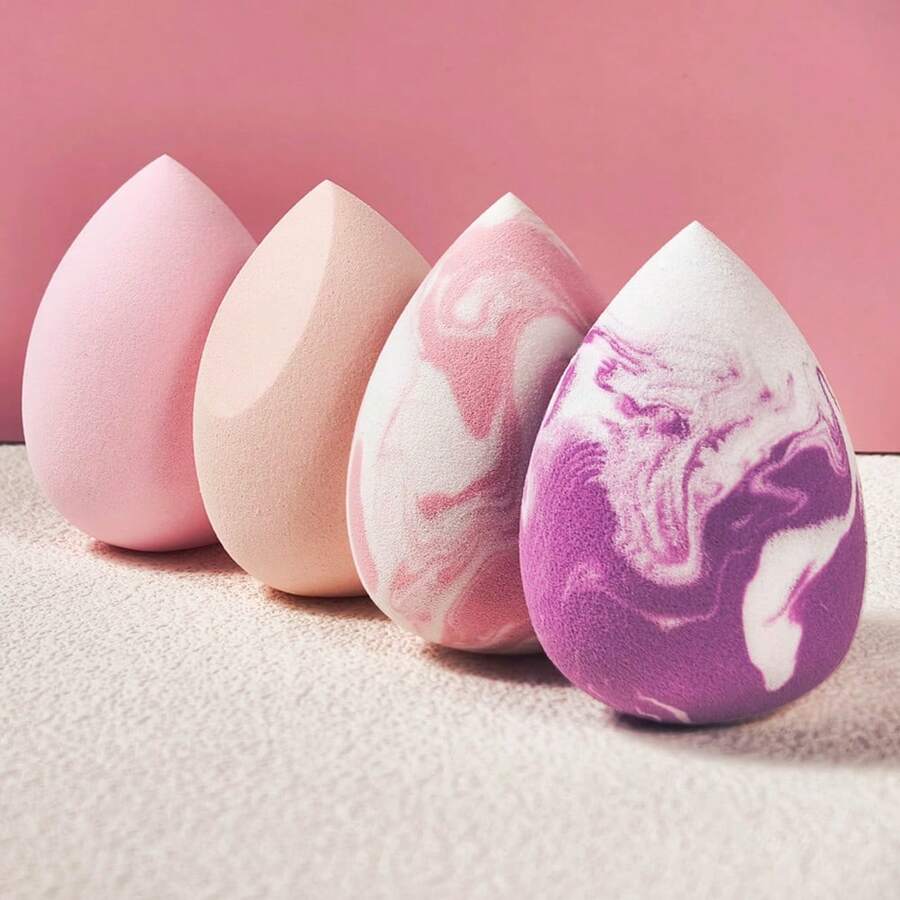 1/4pcs Makeup Sponge, Multi-Functional Foundation Applicator For All Skin Types To Achieve Flawless Makeup Finish - Multicolor - View 1