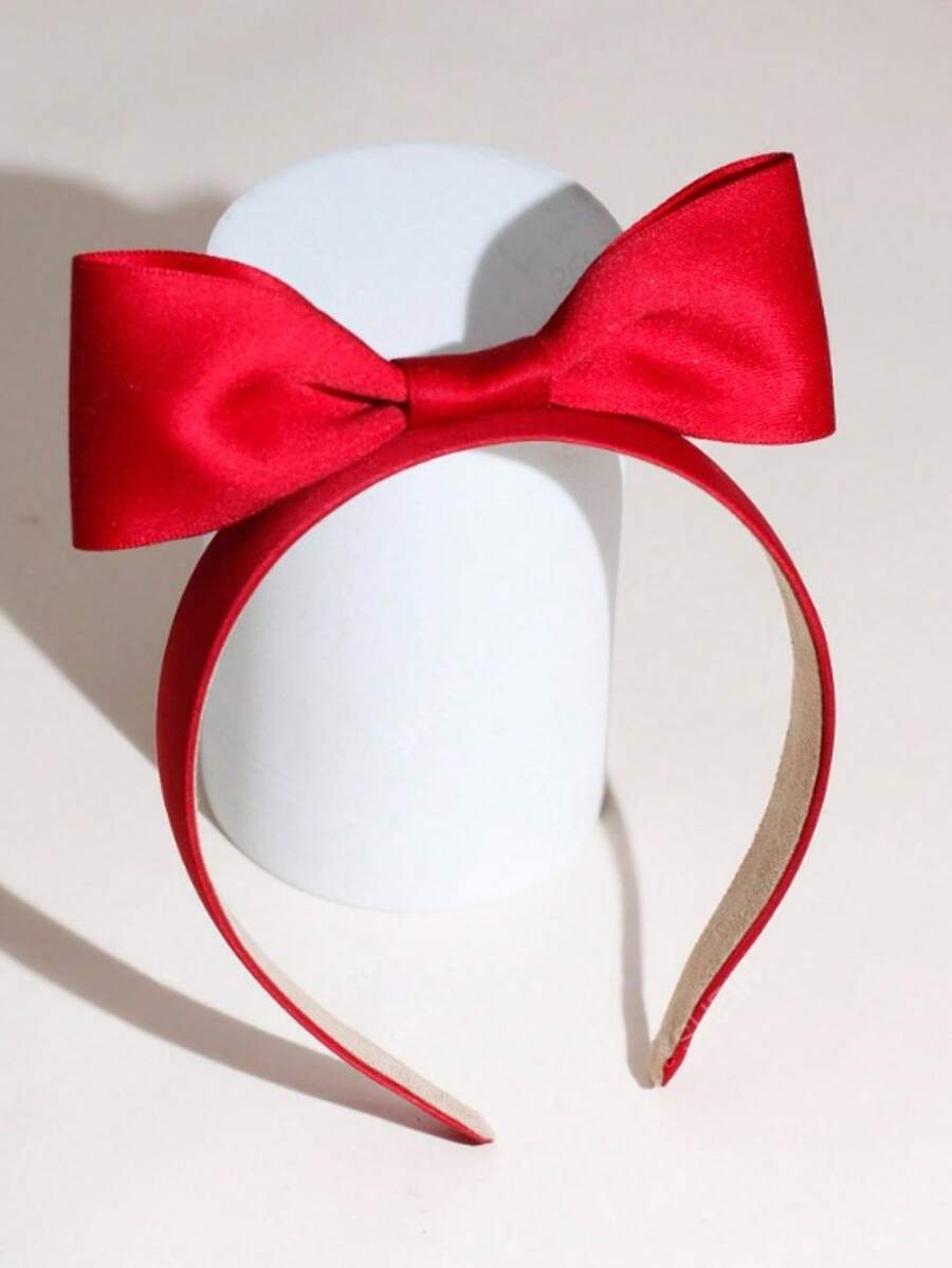 1pc Red 3D Bow Headband, Suitable For Daily Wear, Makeup, Festivals And Parties - Red - View 1