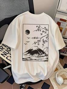 camiseta hombre Mode - T-shirt homme, chemise à manches courtes imprimée simple pour garçons, t-shirt en coton style déC-ontracté - Édition printemps : Coton doux, col rond, coupe confortable, style hip-hop urbain. - Blanc - Voir 8