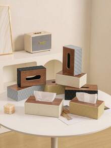 1 Rectangular Tissue Box - Fashionable Diamond Grid Pattern, Large Opening Double-Sided Design, Increased Capacity, Simple Tissue Box Available In Two Sizes, Circular Opening For Paper Extraction Without Getting Stuck, No Deformation, Suitable For Home Style - Multicolor - View 5