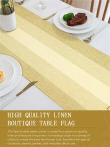1pc Home Sweet Home Printed Wood Grain Table Runner, Suitable For Family Dining, Kitchen Decor, Home Decor, Outdoor Party And Restaurant Decoration, Linen Texture Appearance, Available In Multiple Sizes - Yellow - View 9