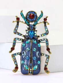 1pc Women's Crystal Rhinestone Beetle Brooch, Insect Brooch, Suitable For Bags, Sweaters, Coats, Hats, Shoes, Dresses, Suits - Beetle (4650) - View 2