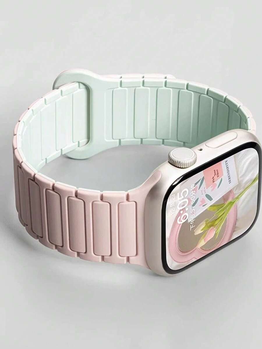 高级简约磁性表带，兼容 38/40/41/42/44/45/46/49 毫米表盘，兼容 Ultra/SE10/9/8/7/6/5/4/3/2/1 型号。 - 粉綠 - 查看 1