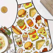 1 chiếc tạp dề in hình hoạt hình ngộ nghĩnh về đồ ăn nhanh, tạp dề in hình hamburger, khoai tây chiên, pizza, hình vẽ tay các món ăn ngon, tạp dề nấu ăn bền chắc, phù hợp cho thợ làm bánh, thợ trang trí bánh, người yêu thích nướng BBQ, người làm vườn, họa sĩ, thợ làm móng - Món quà hoàn hảo cho gia đình và đầu bếp chuyên nghiệp. - Nhiều màu - Xem 1