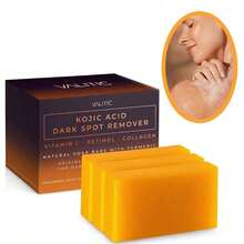 3 Pcs Kojic Acid Dark Spot Remover Soap Bars With Vitamin C, Retinol, Collagen, Turmeric - Original Japanese Complex Infused With Hyaluronic Acid, Vitamin E, Shea Butter, Castile Olive Oil - Lemon - 查看 1