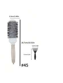 4pcs/2pcs/1pc Tapered Gray & White Round Curling Iron Brush, Salon Styling Brush, Hollow Aluminum Tube Brush, Ceramic Curling Brush, Straightening Brush, Hair Brush, Home/Travel Essential - Multicolor - View 14