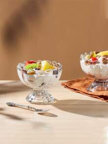 4pcs Glass Dessert Bowl - 5 Oz Mini Glass Ice Cream Cup With Base, Tulip Ice Cream Cup With Base, Small Vintage Glass Parfait Cup, Suitable For Desserts, Sundaes, Fruits, Puddings, Ice Cream, Salads, Cocktails, Condiments, English Fruitcake - Transparent - View 7