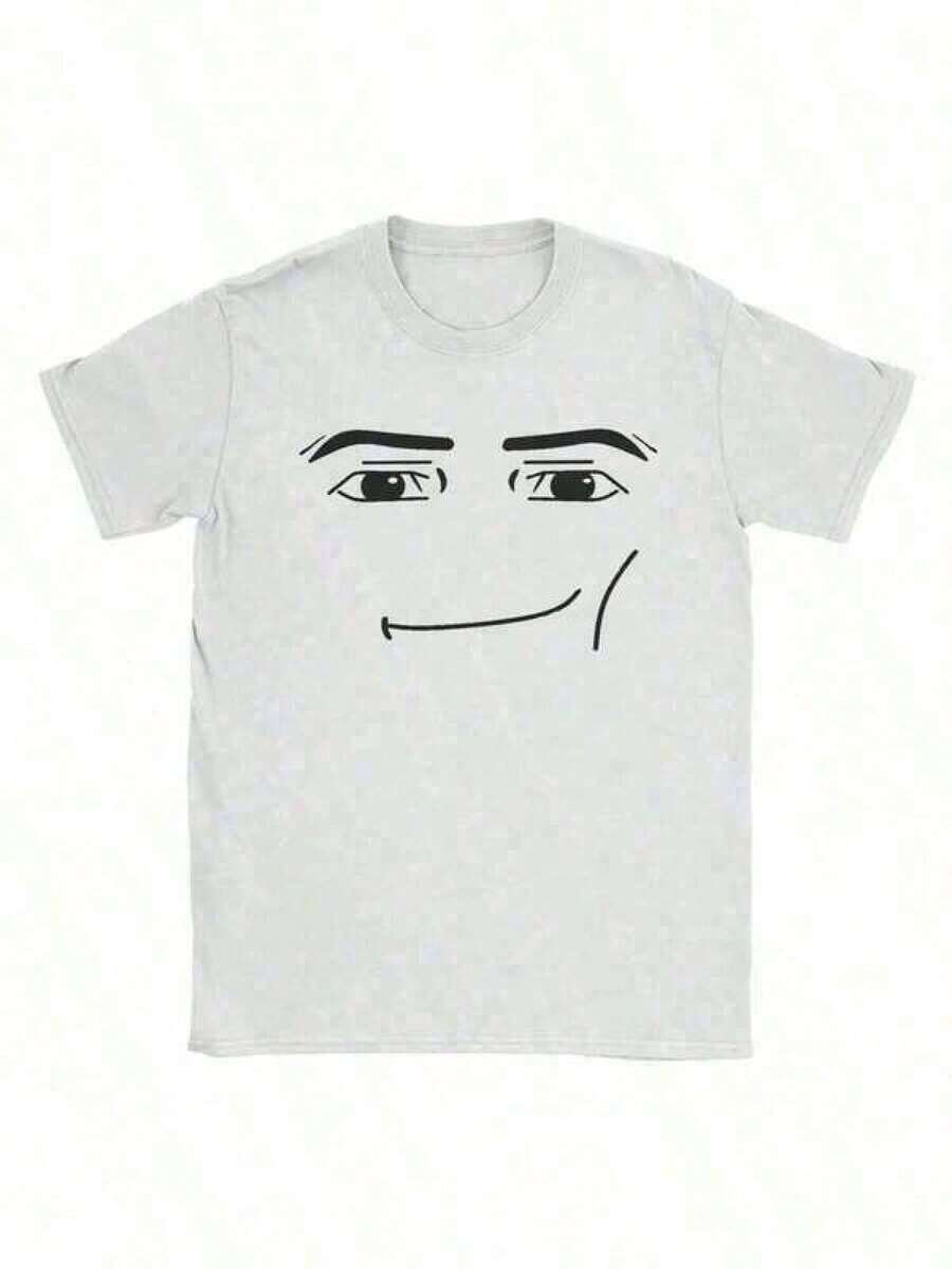 Printed T-Shirt Cotton Plus Size Men's Clothing, Anime Robot Robloxs Face T-Shirts Women Fun Tees Crew Neck Short Sleeve T Shirts Women Clothing Harajuku T Shirts Tee Summer Tops ,Y2K,Oversized Shirt Men S-5XL,Summer Tops - 白色 - 查看 1