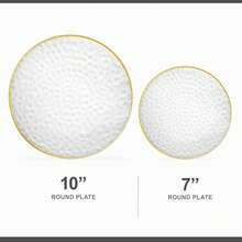 1/25/50 piezas Platos con borde dorado transparente estilo europeo de lujo, elegantes platos de cena y postres estilo occidental, adecuados para bodas, fiestas, cumpleaños, meriendas, reuniones familiares, hoteles, festivales, vajilla reutilizable - transparente - Ver 8