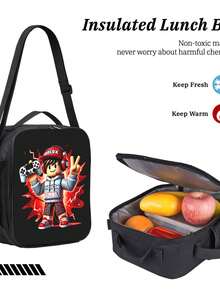 [Back-To-School Essential Set] Large-Capacity Backpack + Pencil Case + Lunch Bag (3-Piece Set) - Multi-Functional Compartments,Water-Resistant & Durable Fabric - Black - View 6