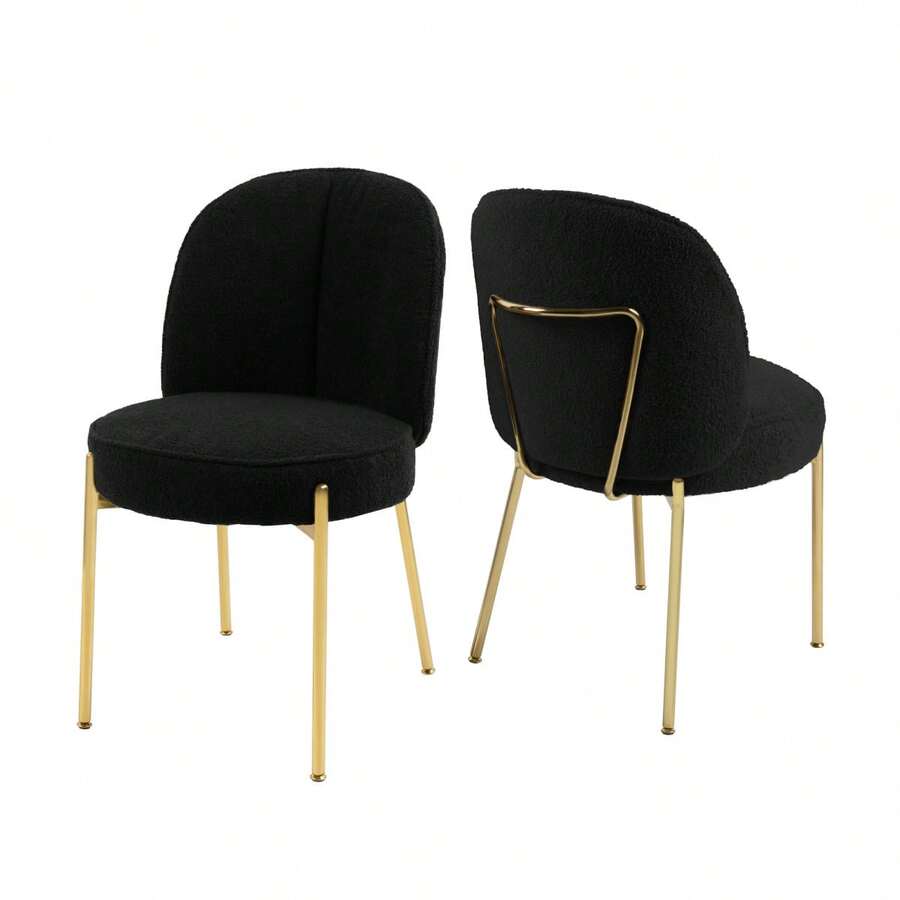 Silla de Comedor de Tela Negra con Patas Doradas (Juego de 2) Disponible en el Sitio - 1 - Ver 1