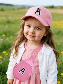 2pcs/Set Kids Baseball Cap & Mini Backpack, Outdoor Sun Hat With Strap For Boys & Girls, UV Protection, Ages 3-12 - Pink - View 4