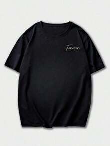 Men's Simple And Versatile Graphic Print Short Sleeve T-Shirt - 黑色2 - 查看 4