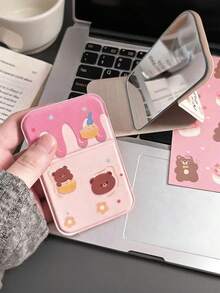 Miroir de maquillage portable mignon, miroir de vanité compact portatif et pliable pour dortoir d'étudiant et bureau - Multicolore - Voir 5