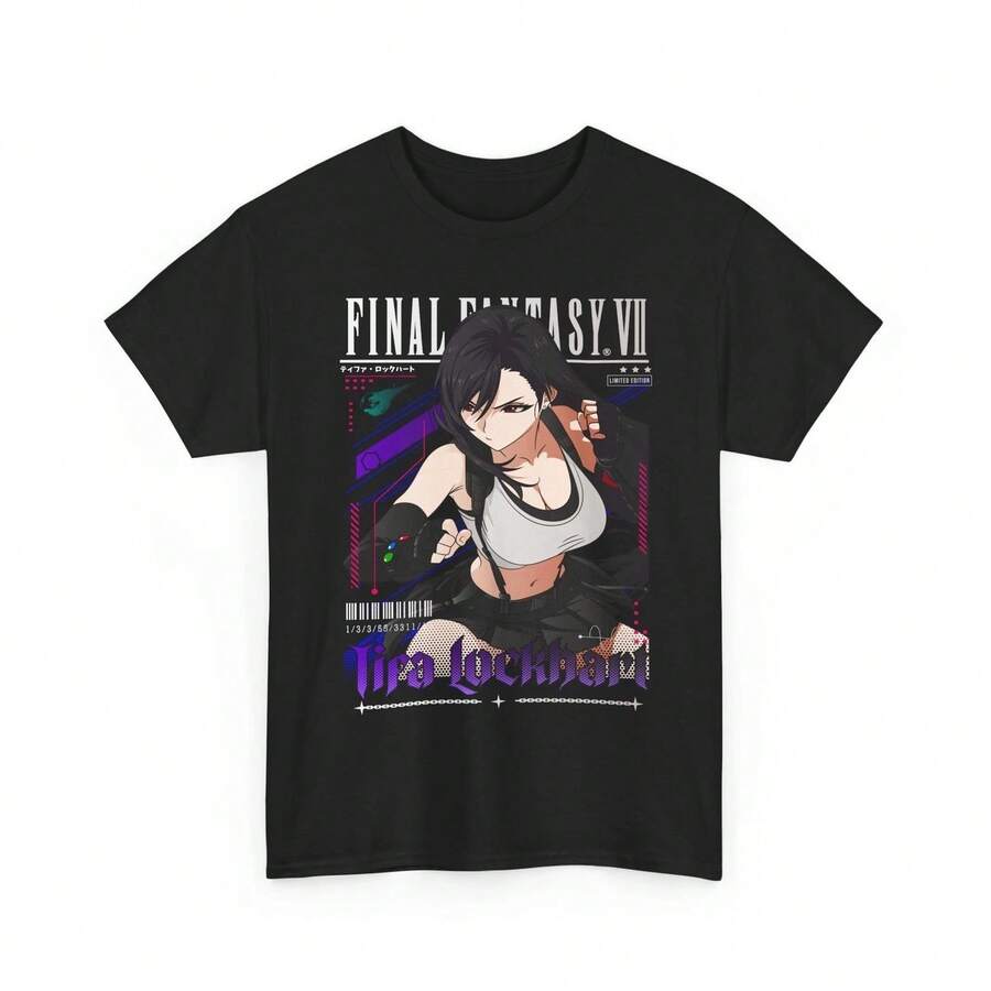Tifa Lockhart FF7 Vintage T-Shirt - Waifu TeeFinalFantasy7 T-Shirt, Gamer - 黑色 - 查看 1
