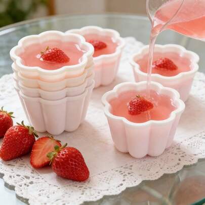 Bộ 12/8/4/2 khuôn mousse hoa 3D, khuôn cupcake mini, khuôn nướng bánh chống dính dùng cho pudding, thạch, bánh kếp và bánh ngọt, dụng cụ trang trí bánh bền bỉ, phụ kiện làm bánh tái sử dụng để tạo ra các món tráng miệng sáng tạo, thích hợp cho các bữa tiệc, đám cưới và các dịp đặc biệt.