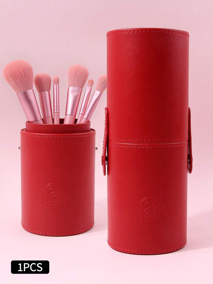 1 hộp đựng cọ trang điểm màu đỏ bằng da PU, chống bụi và chống nước, chắc chắn và bền, dung tích lớn, hộp đựng cọ trang điểm, dùng trong gia đình, ngoài trời, unisex.