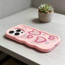 1个柔软TPU波浪裙边手机壳，可爱粉色填充图案，兼容苹果17 Pro Max、17 Air、17 Pro、17、16 Pro Max、16 Plus、16 Pro、16、15 Pro Max、15 Plus、15 Pro、15、14 Pro Max、14 Plus - 粉色 - 查看 5