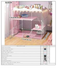 Large Indoor Cat Cage Villa With Storage Cabinet And Litter Box, Spacious Freedom For Pet Cats - Multicolor - View 14