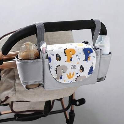 1 Stück Polyester Kinderwagen Hängetasche, multifunktionale Flaschen-/Becherhalterung, Wickeltasche, Aufbewahrungskorb für Kinderwagen Zubehör