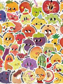 50pcs Fruit In A Picture Book Style Cute And Creative Cartoon Stickers DIY Guitar Luggage Refrigerator Water Cup Planner Supplies Decorative Laptop Personalization Stickers - Multicolor - View 8