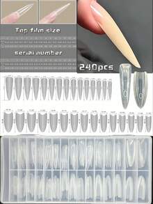 240pcs Sandwich Dual Nail Forms 15 Sizes Nail Molds For Builder Gel Quick Nails Extension, No Paper Forms Needed, Reusable Full Cover Plastic Nail Molds Prevents Gel Stacking & Warping For Salon Nail Art Tools, Beginners & Pros DIY At Home Nail Supplies, Christmas Nail,New Year,Festival Gift (Long Coffin/Long Oval/Long Almond) - Clear - View 3