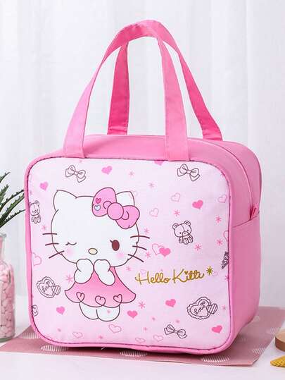 SANRIO 1 Túi đựng cơm trưa cách nhiệt hình Hello Kitty dễ thương, chất liệu nhôm dày dặn, kiểu dáng hộp cơm cầm tay tiện dụng, túi đựng thức ăn giữ nhiệt cho học sinh, đi học hàng ngày, dã ngoại và hoạt động ngoài trời.