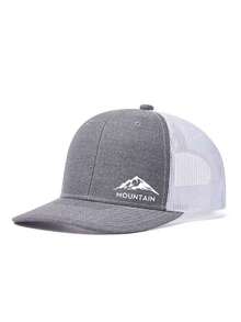 Boné de beisebol com estampa de montanha e letras, modelo trucker, em tela, poliéster, versátil para uso diário, ideal para presentear familiares, amigos, namorado(a), no Natal, Dia das Mães, Dia dos Pais, Dia dos Professores e aniversários. - Multicolorido - Ver 17