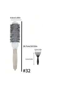4pcs/2pcs/1pc Tapered Gray & White Round Curling Iron Brush, Salon Styling Brush, Hollow Aluminum Tube Brush, Ceramic Curling Brush, Straightening Brush, Hair Brush, Home/Travel Essential - Multicolor - View 16