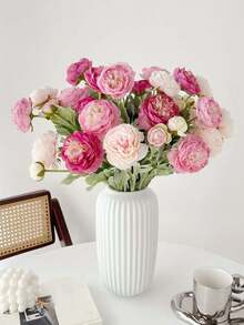 1/3 Stück künstliche Pfingstrosen-Rosen Blumenstrauß mit langem Stiel, geeignet für Heim-Dekoration, Zimmer-Dekoration, Schlafzimmer-Dekoration, Hochzeitsdekoration, Hochzeitshintergrund-Dekoration, Vasen-Dekoration, Garten-Dekoration, Außen-Dekoration, Abschlussfeier-Dekoration, Muttertags-Geschenk - Verschiedenfarbig - Übersicht 3