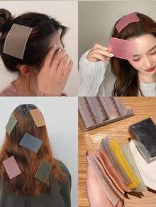 Pegatinas para fijar el flequillo, pegatinas mágicas para el cabello, pegatinas para el flequillo, pegatinas para fijar el flequillo sin costuras, adecuadas para que las mujeres las usen al lavarse la cara o aplicarse maquillaje. Estas pegatinas son excelentes herramientas de peinado, extensión de moño - Multicolor - Ver 2