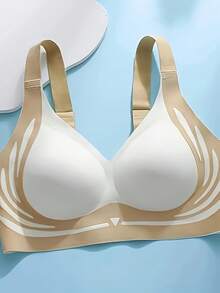 Two-Tone, With Back Clasp, Adjustable, Push-Up, Seamless, No Underwire, Comfortable, Bra - 黑色 - 查看 10