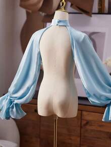 Lengan Palsu Chiffon Panjang untuk Gaun Pengantin Wanita Eropa dan Amerika, Aksesori Serbaguna untuk Gaun Pengantin, Menutupi Lengan Atas - Baby Blue - View 4