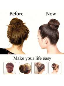 1pc Braided Bun Maker, Solid Hair Donut Bun Shaper, Circular Bun Maker, Suitable For Short & Fine Hair, Hair Styling Tool, Holiday, Hair Accessories - Black - View 3