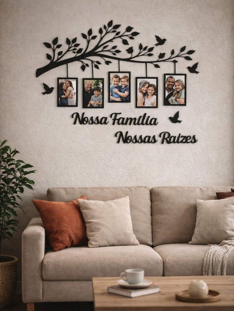 Family Tree MDF Wall Art 10x15 Decorative With Birds And Phrase, 1 Meter - 111 - View 1