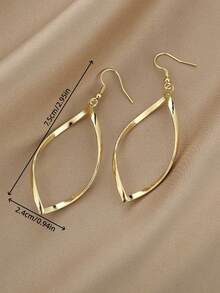 1 Đôi bông tai hình thoi xoắn màu vàng thời trang, tối giản, đa năng, thanh lịch, phù hợp cho phụ nữ đeo hàng ngày, dự lễ hội và tiệc tùng. - hình học - Xem 4