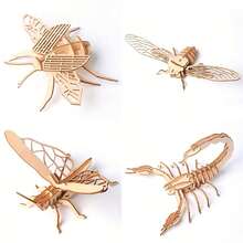 Set de 4 piezas de Figuritas de Modelos 3D de Animales e Insectos - Ranuras precisas, ensamblaje suave, Manualidades de madera de tilo DIY, adecuado como regalo para adultos y adolescentes - Modelo - Ver 9