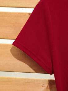 Solid Color Round Neck Basic Short Sleeve T-Shirt Is Suitable For Summer Casual WearLoose And Comfortable - Red - View 4