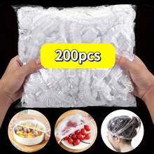 100/300pcs Disposable Stretch Wrap Covers, Thick & Elastic Reusable Airtight Seal Covers, Elastic Rim Design To Prevent Dust, Odor, Leakage, Suitable For Fridge, Bowls, Plates, Kitchen Storage, Practical Mother's Day Gift - White - View 2