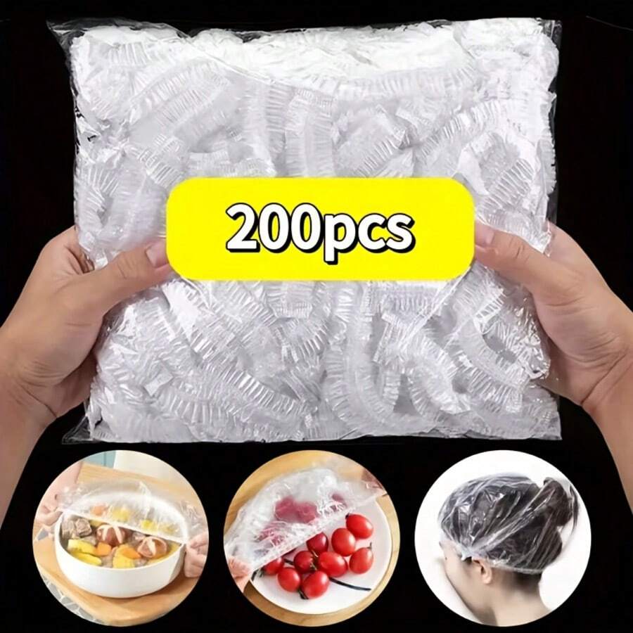 100/300pcs Disposable Stretch Wrap Covers, Thick & Elastic Reusable Airtight Seal Covers, Elastic Rim Design To Prevent Dust, Odor, Leakage, Suitable For Fridge, Bowls, Plates, Kitchen Storage, Practical Mother's Day Gift