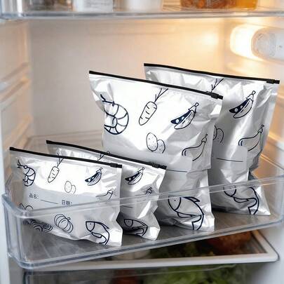 30/20/10pcs Set Aluminum Foil Food Storage Bags, Featuring Double-Layer Rubber Seal Design For Better Airtightness, Aluminum Foil Inner Layer, Thicker & Durable, Writable Surface. Suitable For Refrigerator, Freezer & Heating, Can Replace Plastic Packaging.