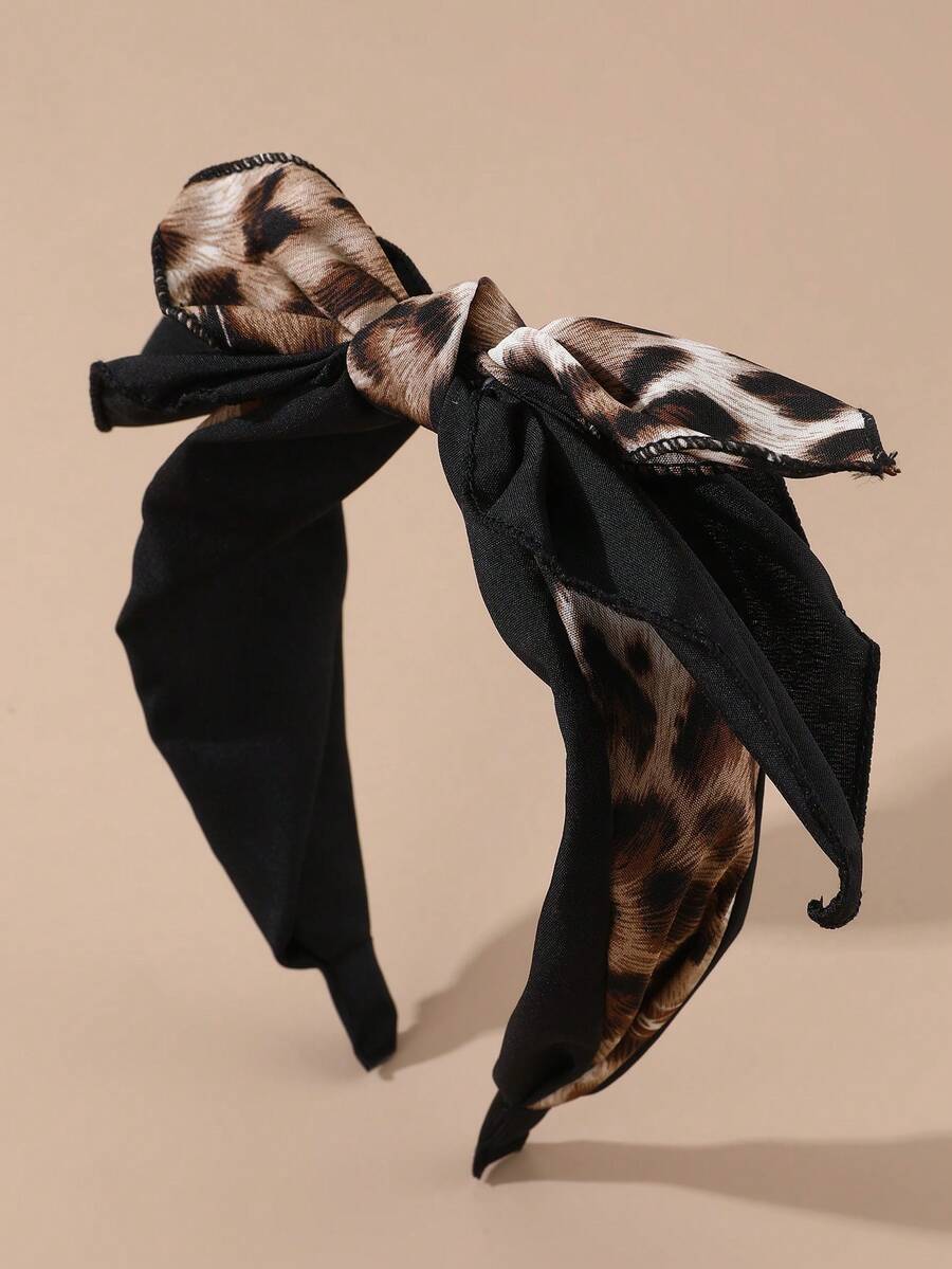 1pc Women's Fashion Leopard Print Rabbit Ear Headband, Suitable For Daily Wear Travel Accessories - Multicolor - View 1