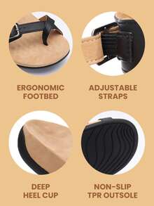 Athlefit Stylish Orthopedic Sandals For Women Wide Width Adjustable Comfort Orthotic Flip Flops With Arch Support - màu đen - Xem 8