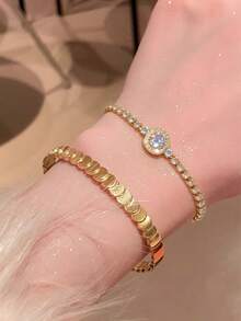 2件套精美奢华不锈钢镀金星空手镯套装，防褪色防水，女士珠宝 - 兩件套 - 查看 10