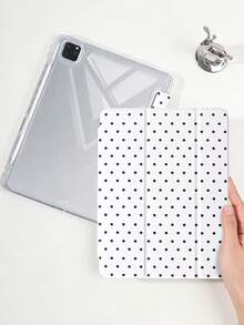 1件全透明壓克力殼三折平板保護殼，白色波點圖案，適用於 iPad 10th Gen/11th/10.2/10.5/Air4/Air5/10.9/Pro11/Air 11-In.(M2)-2024/Pro 11-In.(M4)-2024/Air 11-Inch (M3) 2025/(A16) 11 Inch 11th Generation 2025 Mini6/Mini7/Air1/Air2/9.7/Air 8(M4)2026(11-Inch) 機型 - 白色 - 查看 7