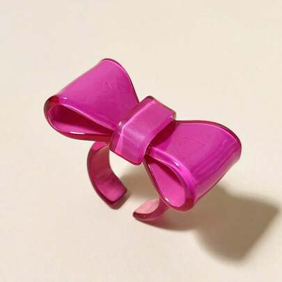 Nhẫn trang trí bằng nhựa, thiết kế nơ dễ thương, kẻ caro, thời trang, độc đáo, đa năng, thích hợp đeo hàng ngày, đi làm, hẹn hò, quà tặng cho phụ nữ.